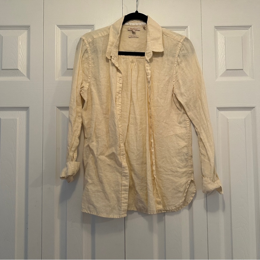 Barbour Marine Long Sleeve Linen Button Down Top